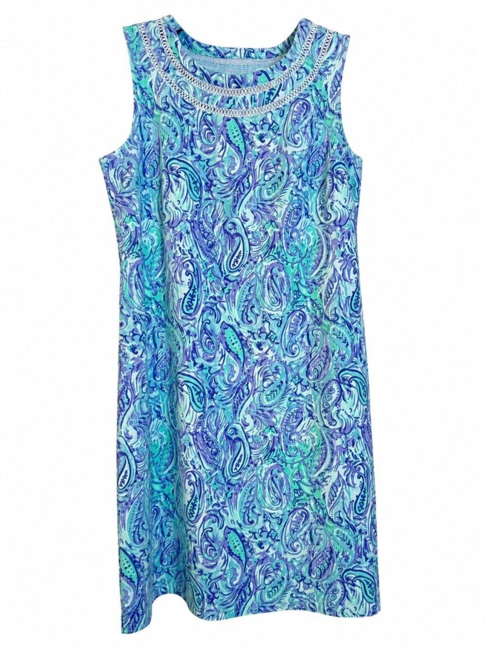 Talbots Petite Paisley Sheath Dress | Medium Petite | Turquoise & Purple